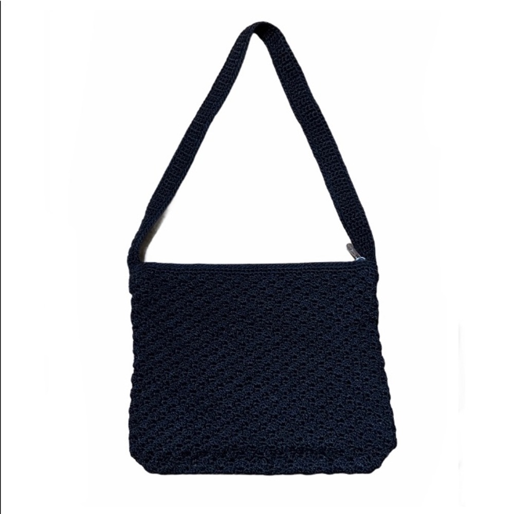 Vtg 90’s TheSak Crochet Black Crochet Shoulder Bag
